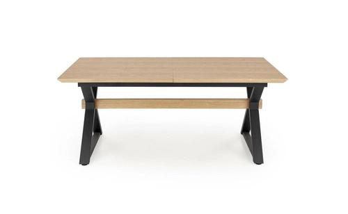 Stół rozkładany do jadalni Lorete 100x180-300 cm nowoczesny drewniany blat czarne nogi Intesi