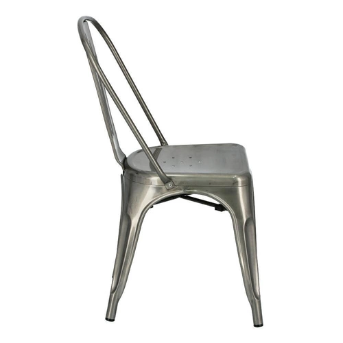 Krzesło metalowe Paris D2.DESIGN inspirowane Tolix do jadalni kuchni loft srebrne industrialne