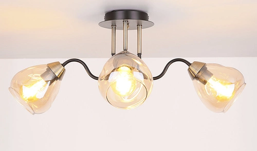 Lampa sufitowa Unica czarno-złota szklana 3-punktowa do salonu i jadalni