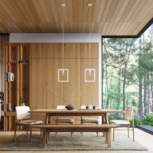 Lampa wisząca ARIES biała skandynawska do salonu i jadalni z regulacją wysokości