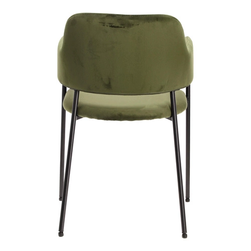 Krzesło do jadalni tapicerowane Lima Actona welurowe zielone z podłokietnikami łatwe czyszczenie