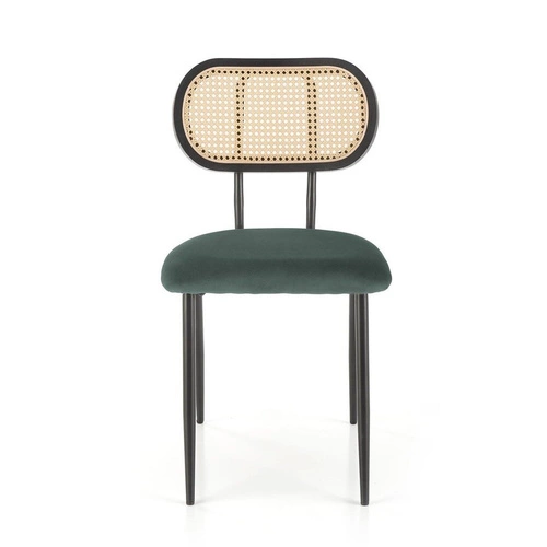 Krzesło tapicerowane welur Sophie zielone do jadalni i salonu nowoczesne na czarnych nogach