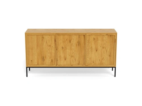 Komoda Palmdale dąb naturalny czarna 158 cm nowoczesna do salonu