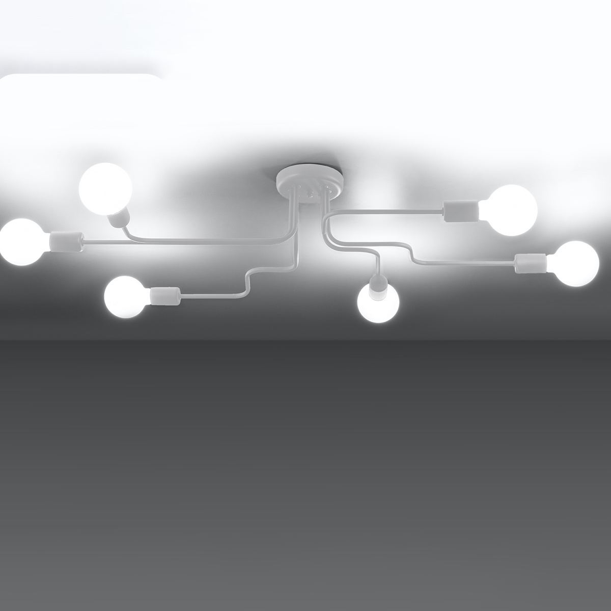 Żyrandol loftowy VECTOR 6 biały do salonu i jadalni metalowy 6-punktowy SOLLUX LIGHTING