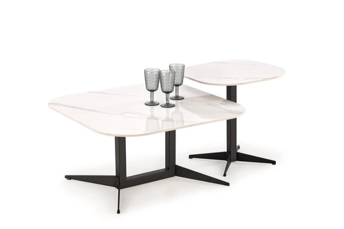 Stolik kawowy Dalita duży kwadratowy biały marmur nowoczesny loftowy do salonu Intesi