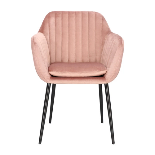 Krzesło do jadalni Emilia tapicerowane welur dusty rose z podłokietnikami glamour Actona