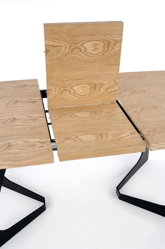 Stół rozkładany do jadalni Dovel 160-200 cm dąb naturalny czarne nogi nowoczesny Intesi