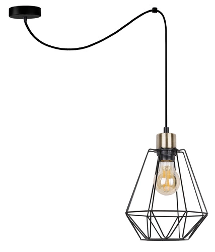 Lampa wisząca Primo p czarny+patyna  1x60W E27 klosz czarny