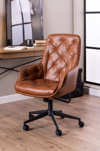 Fotel biurowy Erik brązowy PU OUTLET