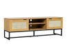 Szafka RTV Capri 150 cm rattanowa stojąca boho z metalową podstawą do salonu naturalna