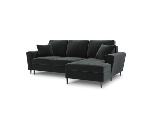 Narożnik z funkcją spania Moghan Dark Grey Velvet Prawostronna kolor nóg czarny