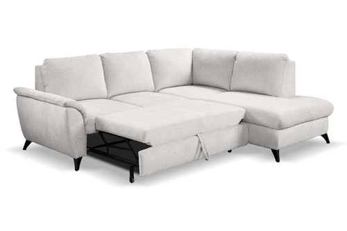 Narożnik z funkcją spania Nevada szary prawostronny nowoczesny do salonu z pojemnikiem