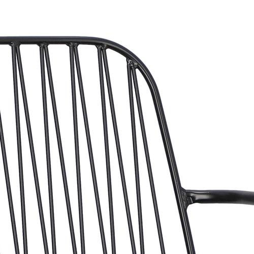 Krzesło metalowe Willy Intesi do jadalni i kuchni czarne z podłokietnikami i poduszką