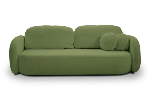 Sofa rozkładana Salby 3 osobowa z funkcją spania i pojemnikiem zielona do salonu