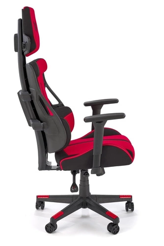 Fotel gamingowy Abruzzi ergonomiczny obrotowy z zagłówkiem czerwony/czarny do biurka