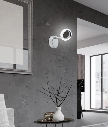 Kinkiet ścienny LED Aurelion chrom nowoczesny do sypialni i salonu CANDELLUX LIGHTING