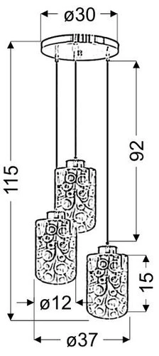 Lampa wisząca Nocturno talerz 3x40W E27  chrom