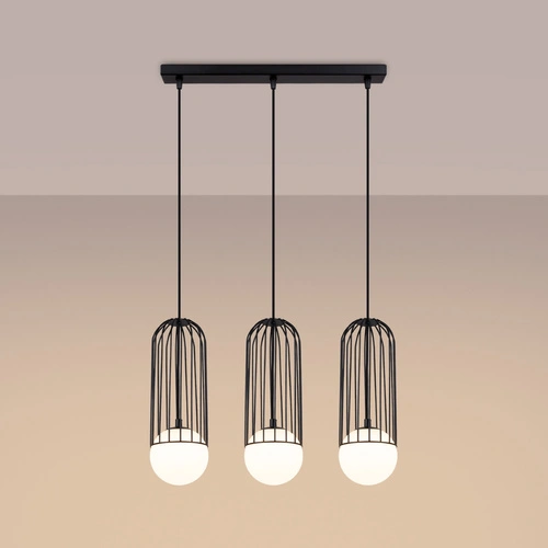 Lampa wisząca BRINA 3L czarna nowoczesna do salonu i jadalni potrójna nad stół