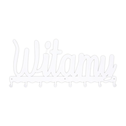 Wieszak ścienny do przedpokoju biały nowoczesny metalowy Witamy Intesi 8 haczyków