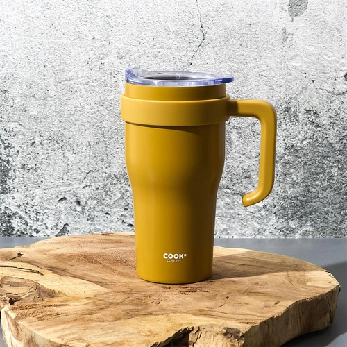 Kubek termiczny Intesi Mini Miami Classic 600ml żółty do kawy nowoczesny na wynos