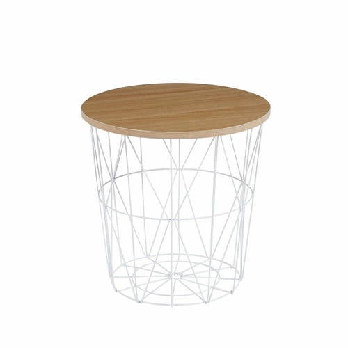 Stolik kawowy Salvatore okrągły 42 cm skandynawski drewniany biały do salonu Intesi