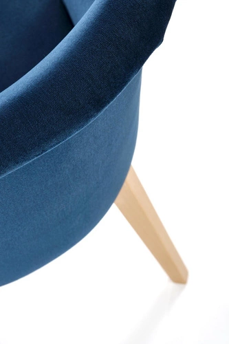 Krzesło do jadalni Alain Intesi tapicerowane welur granatowy z podłokietnikami drewniane