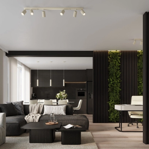 Lampa wisząca Karbon 3-punktowa beżowa regulowana do salonu i nad stół minimalistyczna