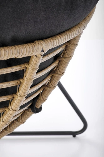 Fotel wypoczynkowy Vasari rattan na płozach boho do salonu czarno-naturalny technorattan