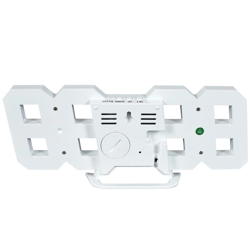 Nowoczesny zegar budzik cyfrowy LED Intesi biały do sypialni na szafkę nocną