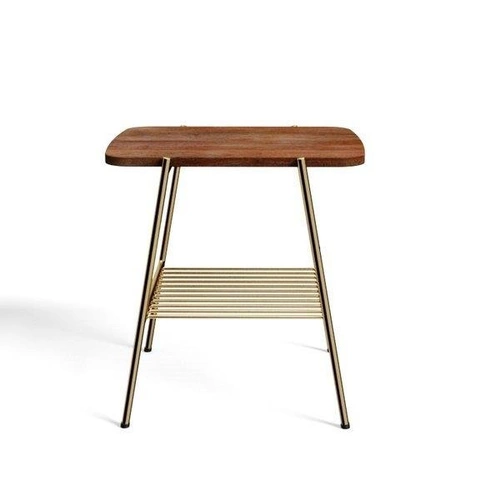 Stolik kawowy Devon prostokątny drewniany mango orzech włoski z półką glamour do salonu Intesi