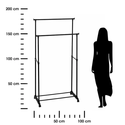 Wieszak stojący na ubrania na kółkach podwójny czarny nowoczesny 5five simply smart