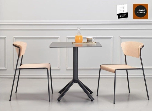 Krzesło do jadalni Lisa SCAB Design czarne, metalowe z bukowym siedziskiem loft industrial