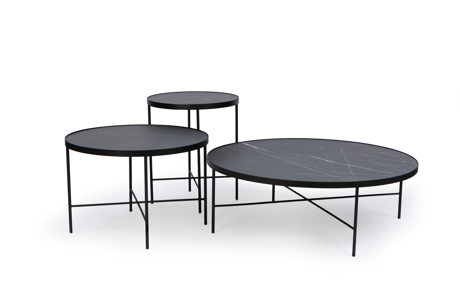 Stolik kawowy okrągły Tre 900 czarny nowoczesny metalowy do salonu NORDIFRA 90 cm