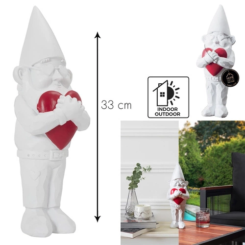 Figurka dekoracyjna Gnom Love Intesi nowoczesna do salonu i ogrodu na prezent 33 cm