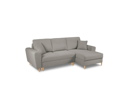 Narożnik z funkcją spania Moghan Grey Boucle Prawostronna kolor nóg naturalny