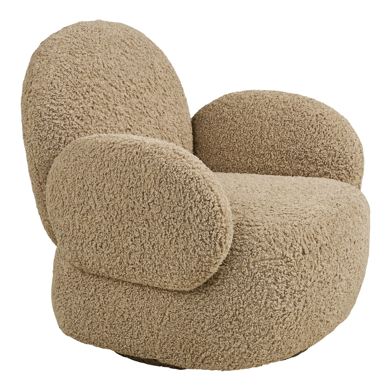 Fotel wypoczynkowy obrotowy Messina do salonu jasnobrązowy futrzany