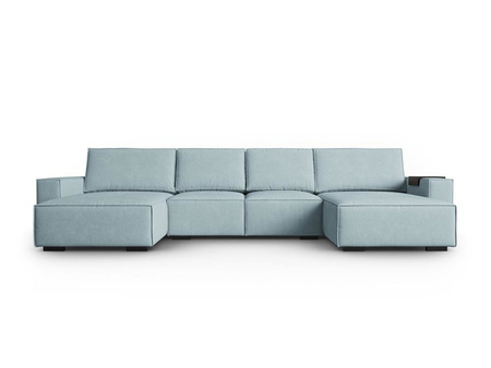 Duży narożnik z funkcją spania Ballo Light Blue Corduroy dwustronny