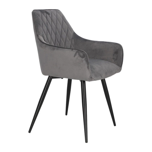 Krzesło tapicerowane welur szare Pico Intesi do jadalni z podłokietnikami nowoczesne