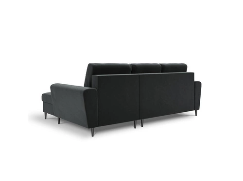 Narożnik z funkcją spania Moghan Dark Grey Velvet Prawostronna kolor nóg czarny