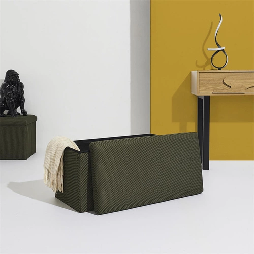 Pufa prostokątna ze schowkiem Velse Atom Intesi nowoczesna składana do przedpokoju khaki 76 cm