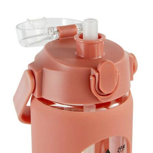 Butelka na wodę 1l szklana różowa motywacyjna ze słomką silikonowa 5five simply smart