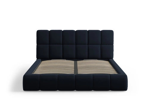 Łóżko tapicerowane Bellis granatowe 180x200 z pojemnikiem welurowe do sypialni