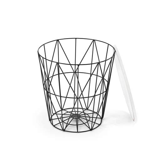 Stolik kawowy Rissa okrągły biały marmur nowoczesny ze schowkiem do salonu Intesi 42 cm