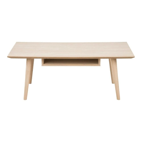 Stolik kawowy drewniany Century bielony dąb prostokątny z półką skandynawski do salonu Actona