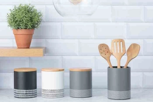 Typhoon TYP nowoczesna metalowa doniczka na zioła do kuchni ciemnoszara 11 cm