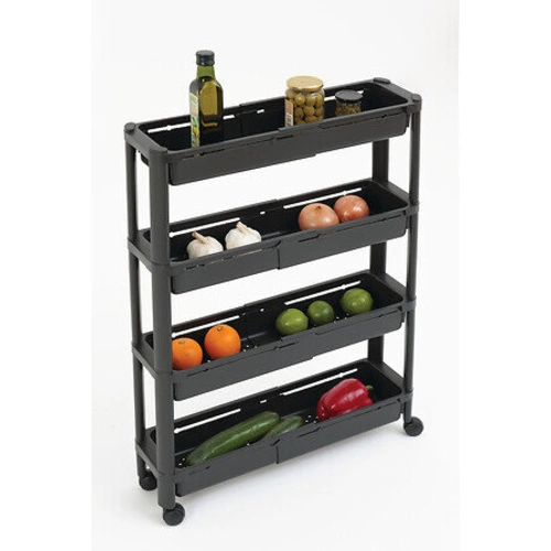 Wąski plastikowy wózek na kółkach 4-poziomowy z regulacją głębokości do kuchni lub łazienki 5five