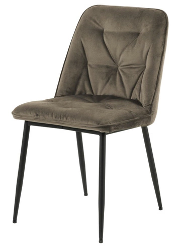 Krzesło tapicerowane welurowe Brooke beżowe do jadalni i salonu na czarnych nogach Actona