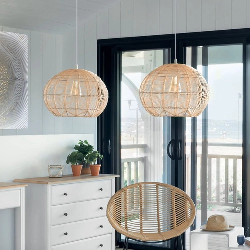 Lampa wisząca rattanowa boho Kita do salonu i jadalni naturalna Atmosphera 38 cm