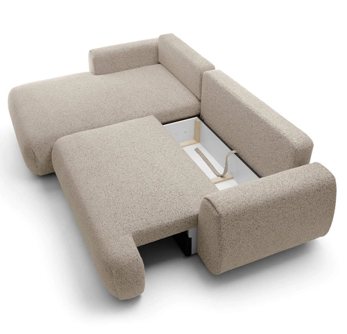 Narożnik z funkcją spania do salonu Ljung lewy nowoczesny beżowy z pojemnikiem Intesi