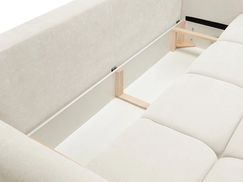 Sofa rozkładana 3 osobowa Bode biała z funkcją spania i pojemnikiem do salonu